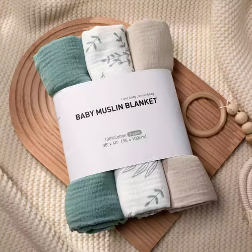 3-Pack SoftTouch Baby Muslin Swaddle Blankets