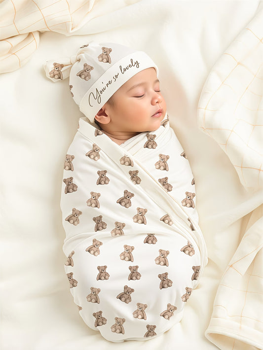 Newborn Swaddle Blanket And Hat